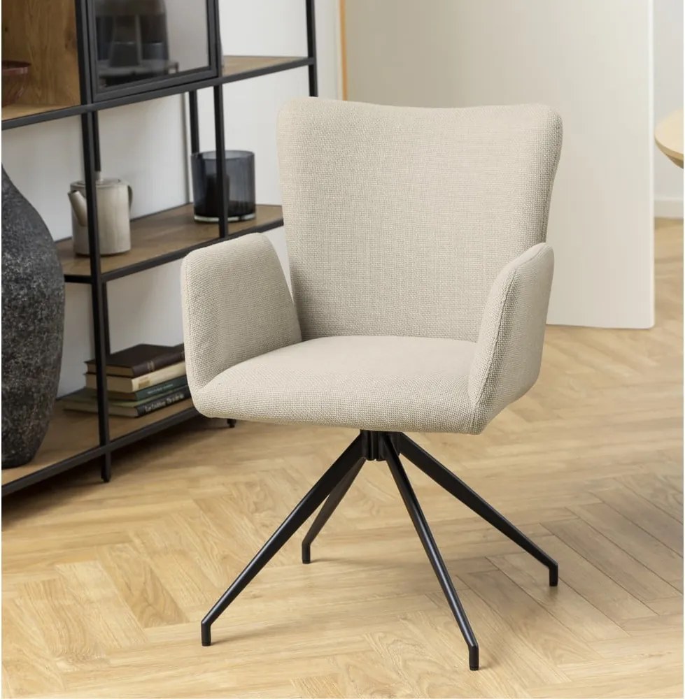 Set di sedie da pranzo beige in imbottito con braccioli 2 pz Laura – Actona