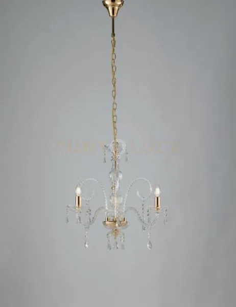 Lampadario monalisa oro e trasparente 3 luci attacco e14 53x145cm