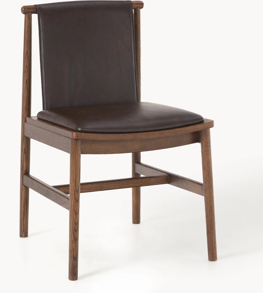 Sedia in legno di frassino con seduta in pelle Hayo