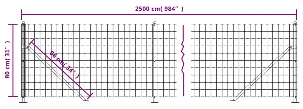 Recinzione Metallica con Flangia Verde 0,8x25 m