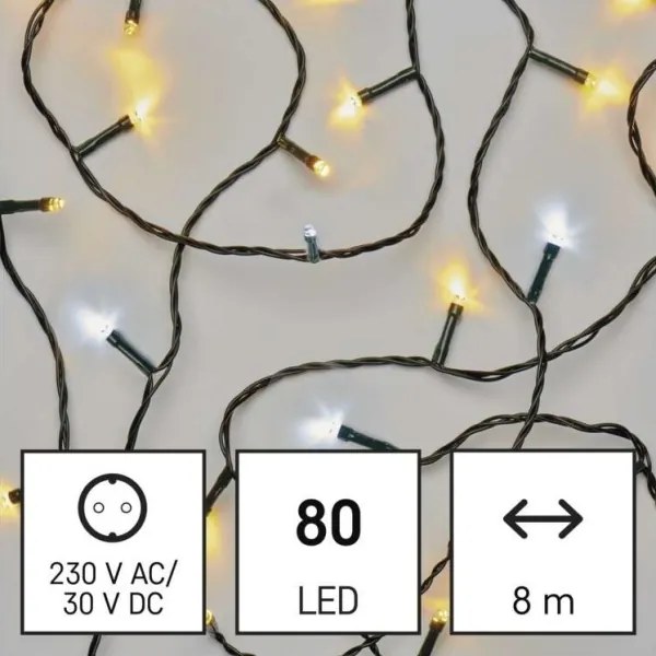 Catena LED natalizia da esterno 80xLED/13m IP44 bianco caldo/freddo