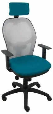 Sedia Ufficio con Poggiatesta Jorquera PC 10CRNCR Grigio Verde/Blu