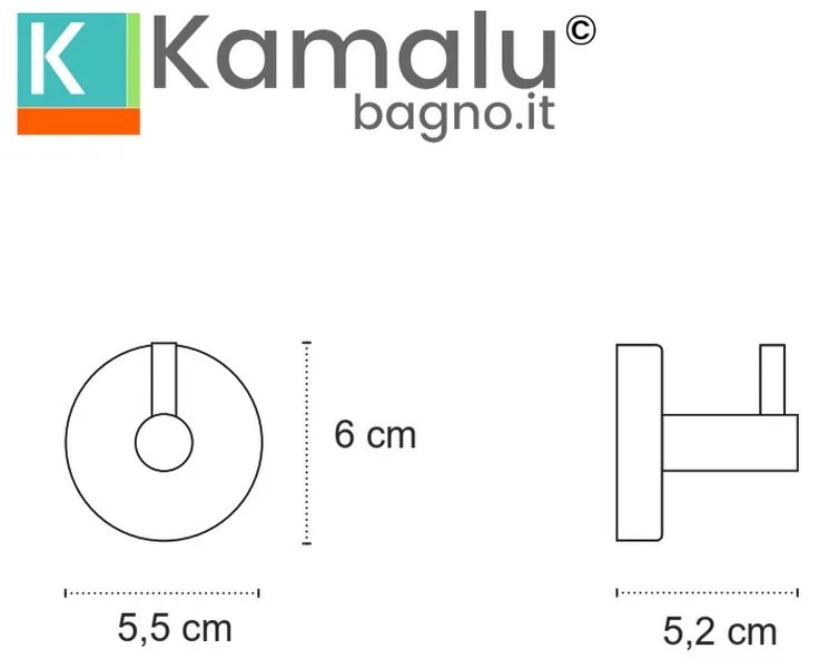 Kamalu - appendino bagno in acciaio inox satinato 6cm | mira-s