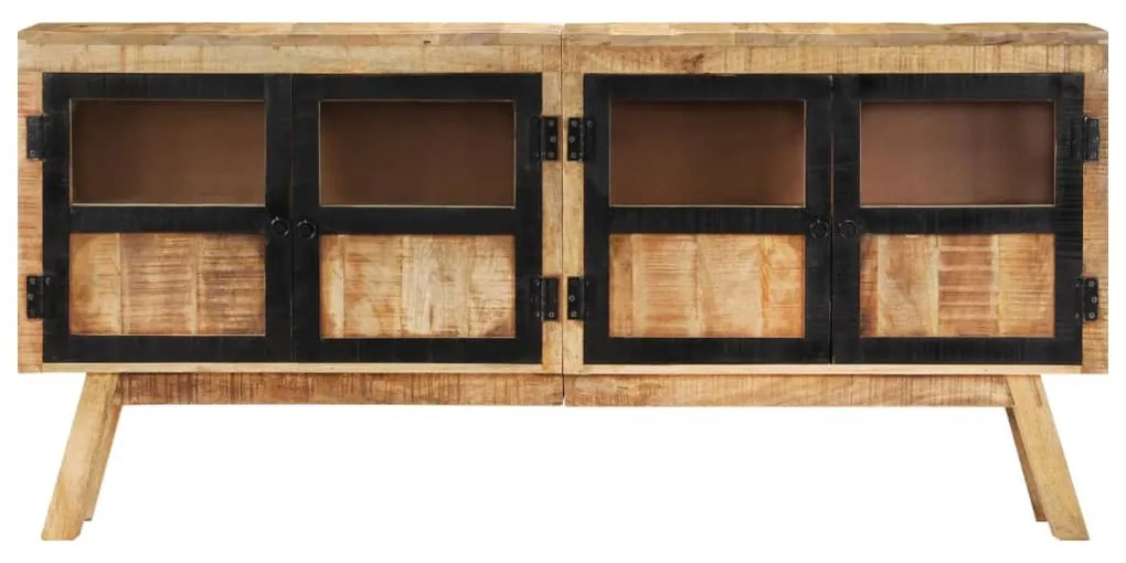 Credenza marrone e nera 160x30x76 cm in legno massello di mango