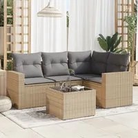 Set Divano da Giardino 5 pz con Cuscini Beige in Polyrattan 3218909