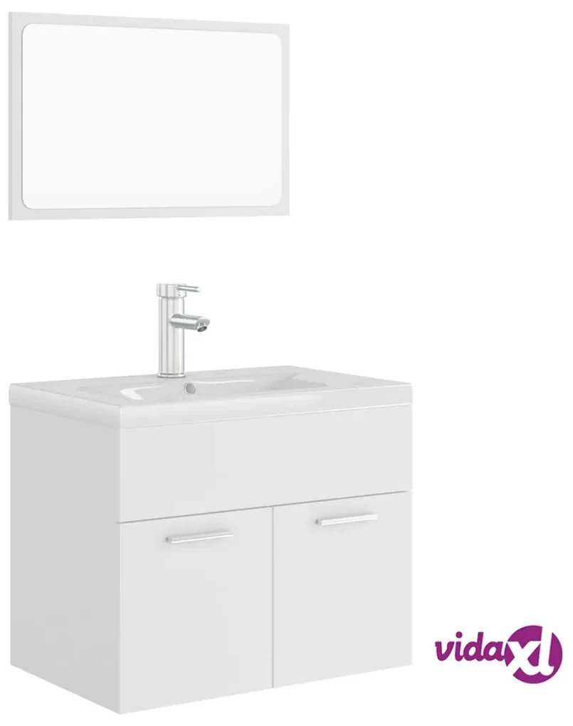 vidaXL Set Mobili da Bagno Bianco in Truciolato