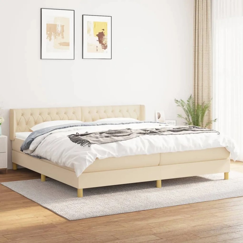 Giroletto A Molle Con Materasso Crema 160x200 Cm İn Tessuto /