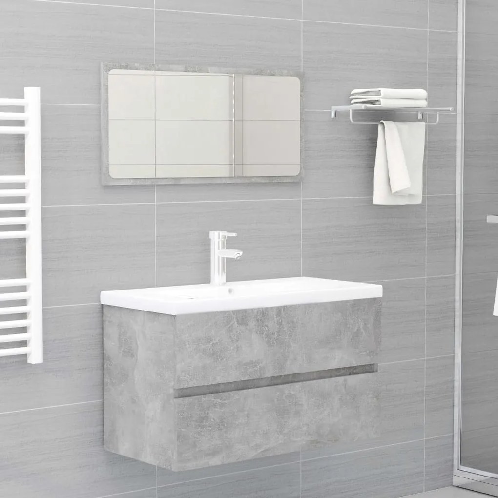 Set Mobili Da Bagno 2 Pz Grigio Cemento İn Legno Multistrato /