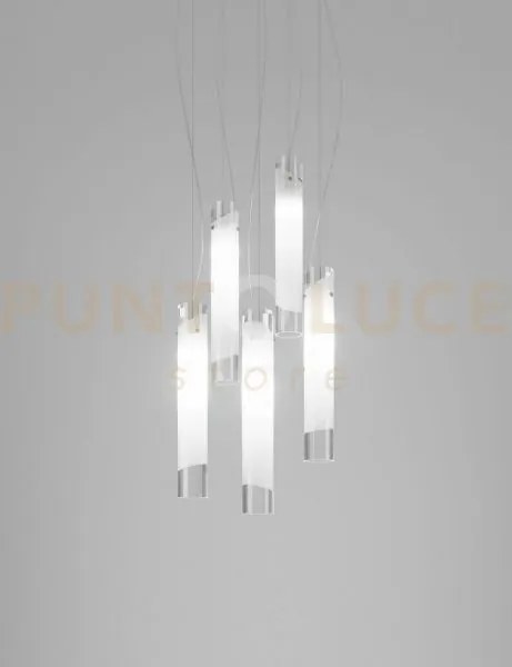 Lio sospensione 5 cristallo bianco nickel satinato 5 luci attacco e27