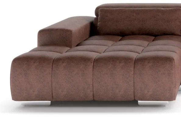 Divano angolare a U TROPEA con poggiatesta, lato destro, marrone