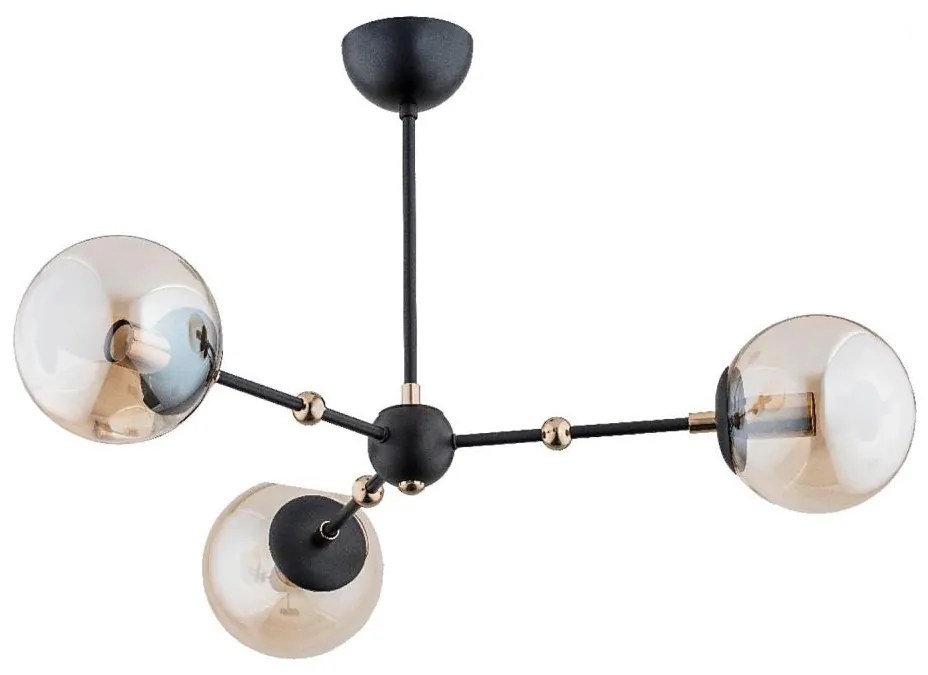 Lampadario a sospensione con supporto rigido ITORIS 3xE14/10W/230V nero/oro