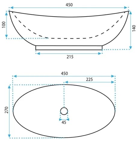 REA-U6802 - Lavabo da appoggio KATE 27x45 cm ceramica/bianco lucido