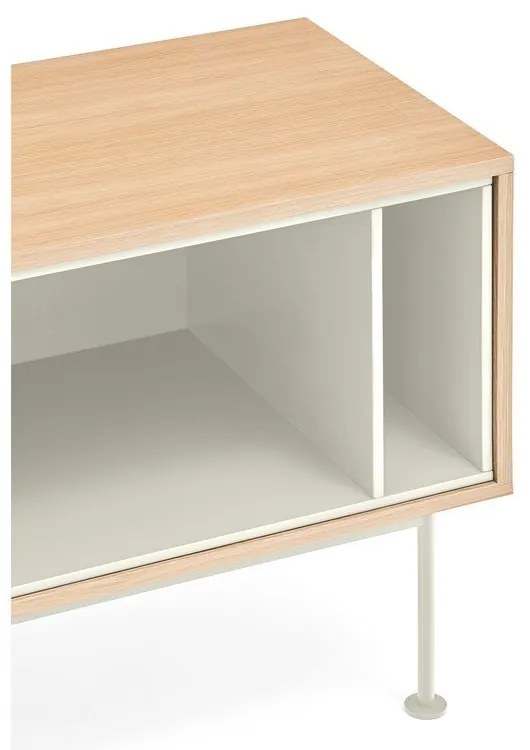 Cassettiera TV bianco crema con impiallacciatura in rovere Yoko - Teulat