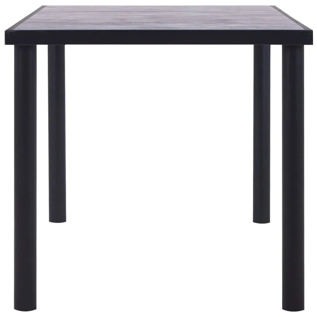 Tavolo da pranzo nero e grigio cemento 160x80x75 cm in mdf