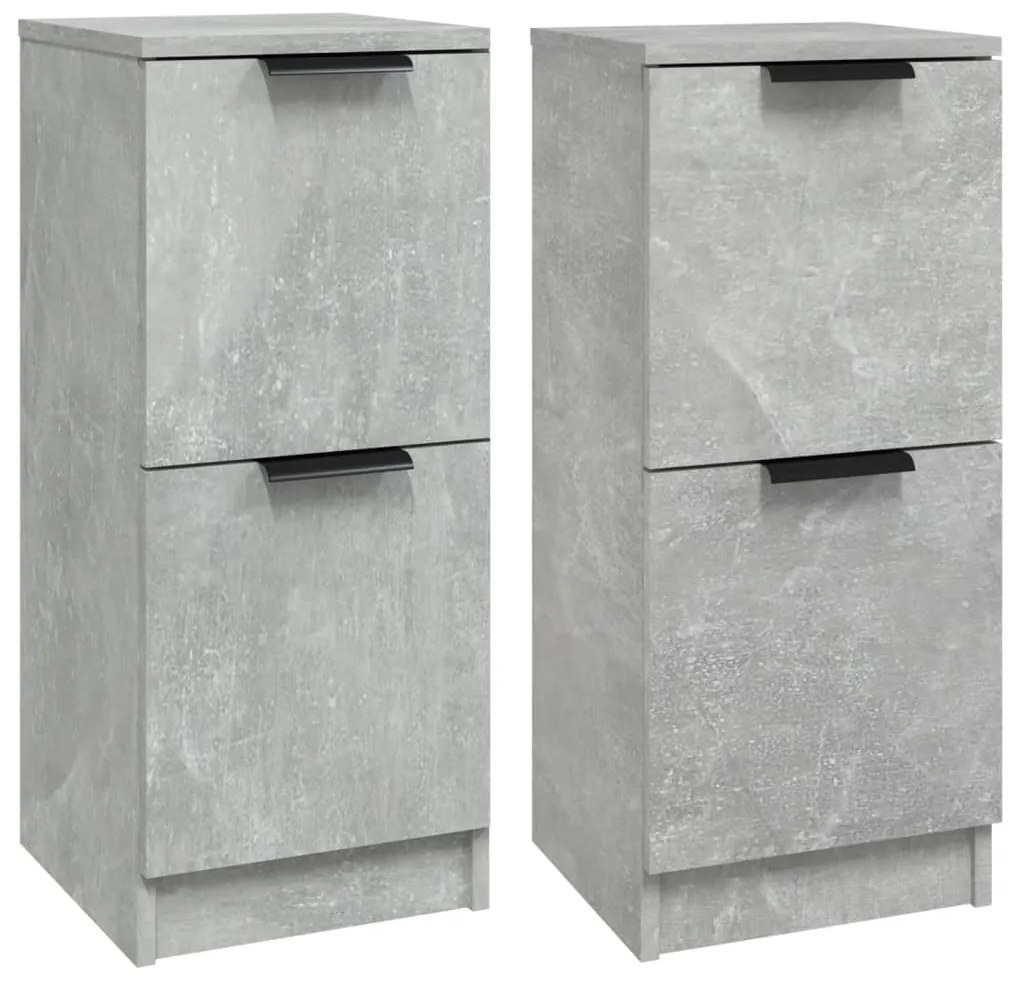 Credenze 2 pz grigio cemento 30x30x70 cm in legno multistrato