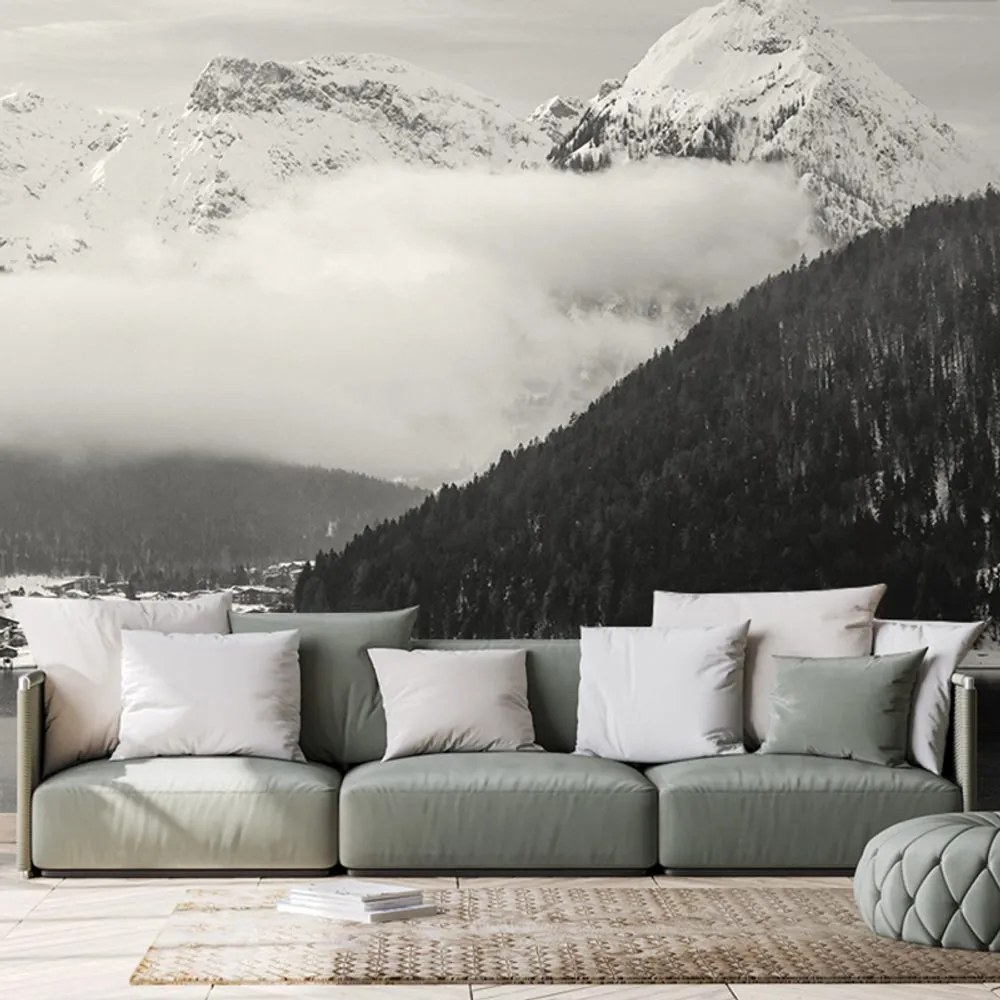 Carta da parati – Paesaggio invernale in bianco e nero