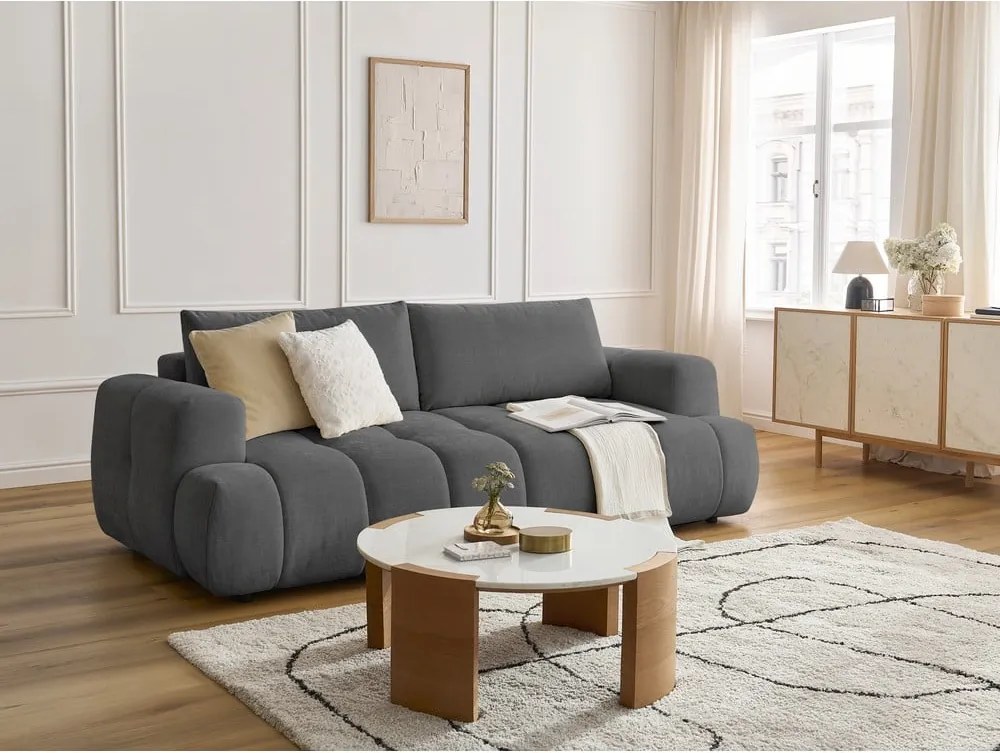 Divano grigio scuro allungabile e con contenitore 251 cm Fuji – Bobochic Paris