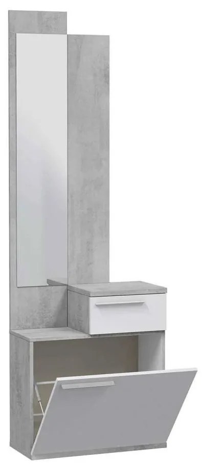 INGRESSO CON SPECCHIO, SCARPIERA E CASSETTO GRIGIO/BIANCO KAREN