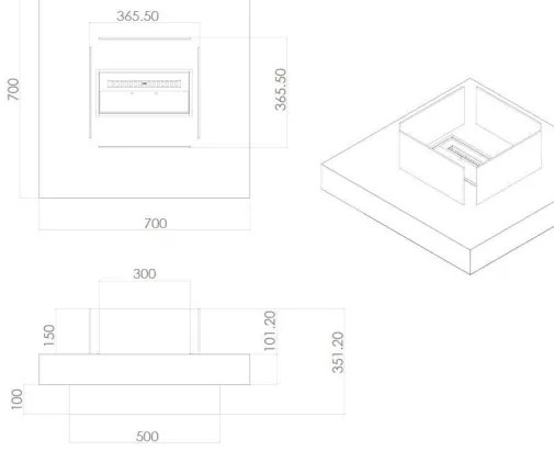 Camino a bioetanolo da terra per interno esterno Panarea Bianco 70x70x35