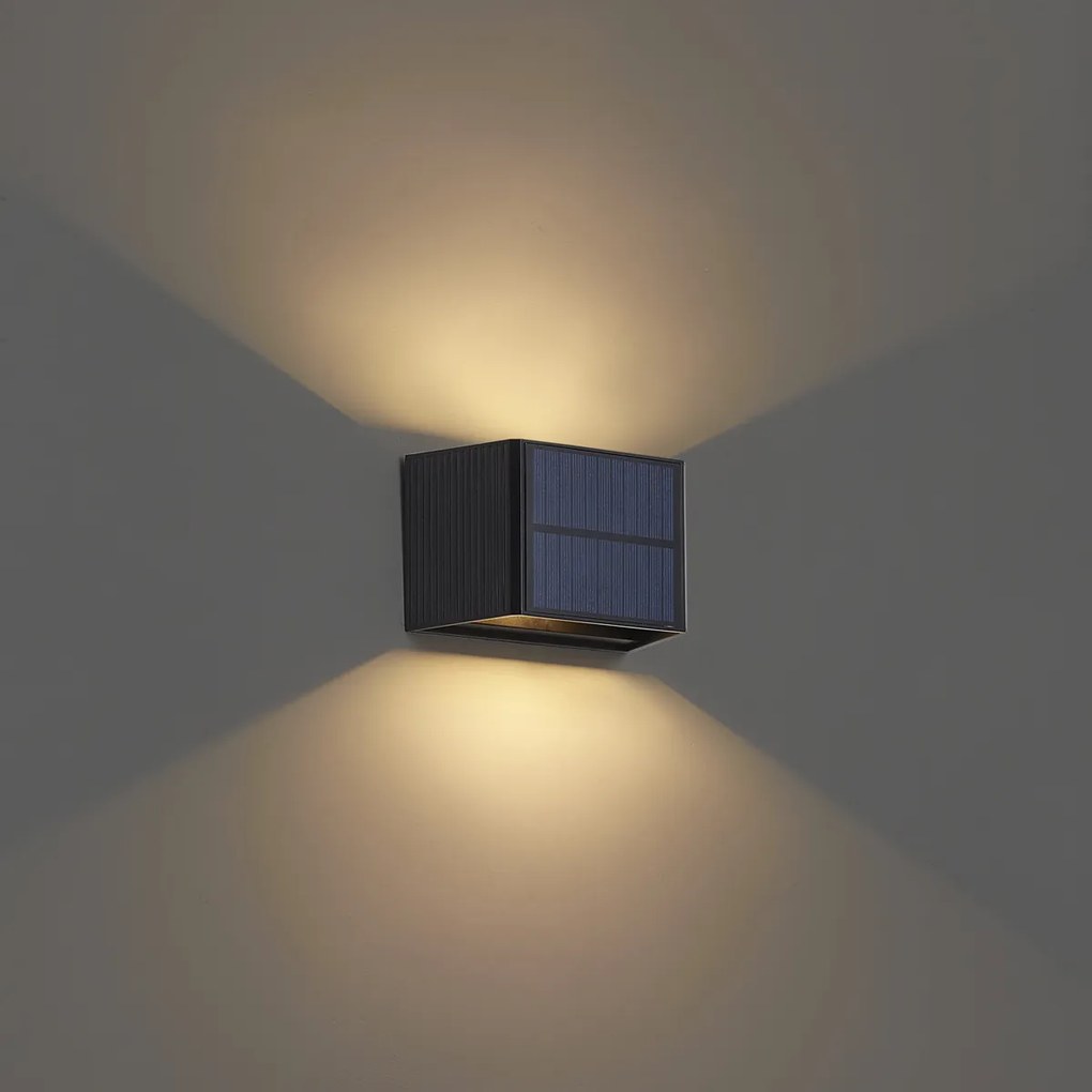 Lampada da parete per esterni Nera con LED 2 luci IP65 Solare - Christof