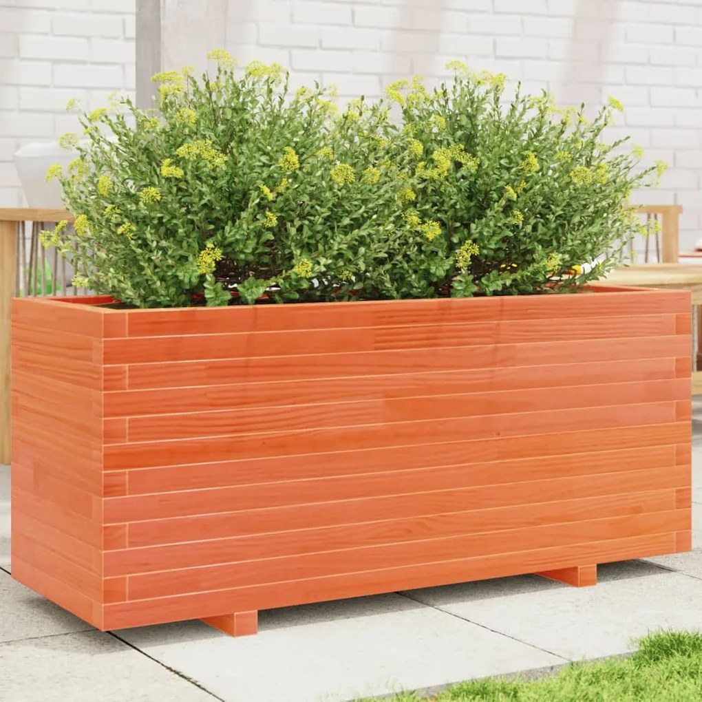 Fioriera Giardino Marrone Cera 110x40x49,5 Legno Massello Pino /