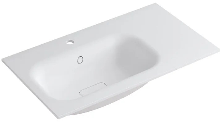 Lavabo a incasso rettangolare vasca a sinistra L 80.5 x H 15 x P 46 cm in resina bianco opaco