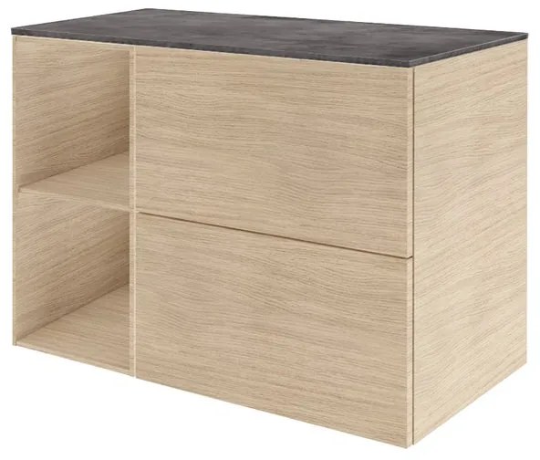 Mobile bagno a terra con lavabo L 90 x H 64 x P 48 cm rovere naturale/cemento 2 cassetti Neo Line