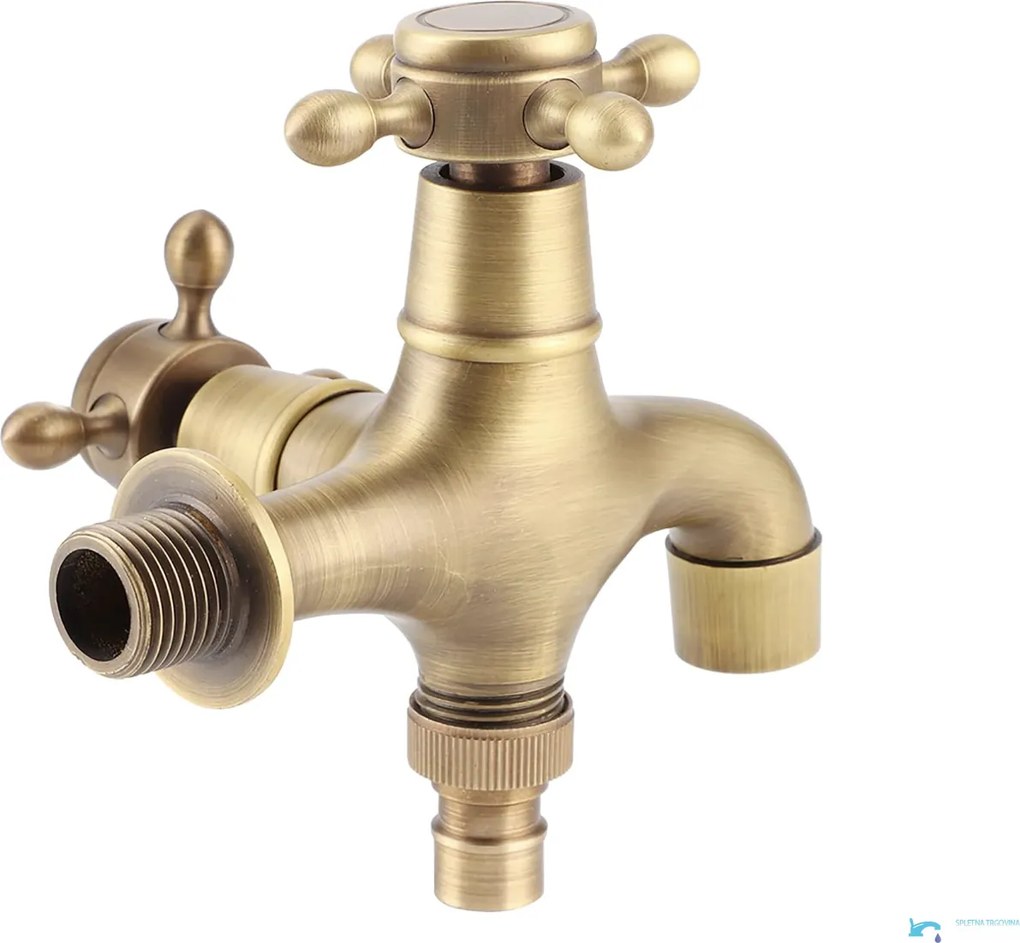 Rubinetto da bagno a parete EYN TW1638 in ottone con doppia uscita, in più finiture tra cui ottone dorato e anticato