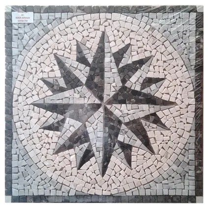 Rosone Per Pavimenti 66x66 In Mosaico Di Marmo Su Rete Rosa Grigio