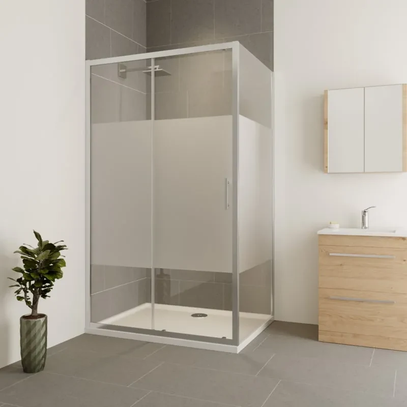 Box doccia con ingresso frontale scorrevole Verve L 160 x H 190 cm, vetro 6 mm serigrafato profilo cromato
