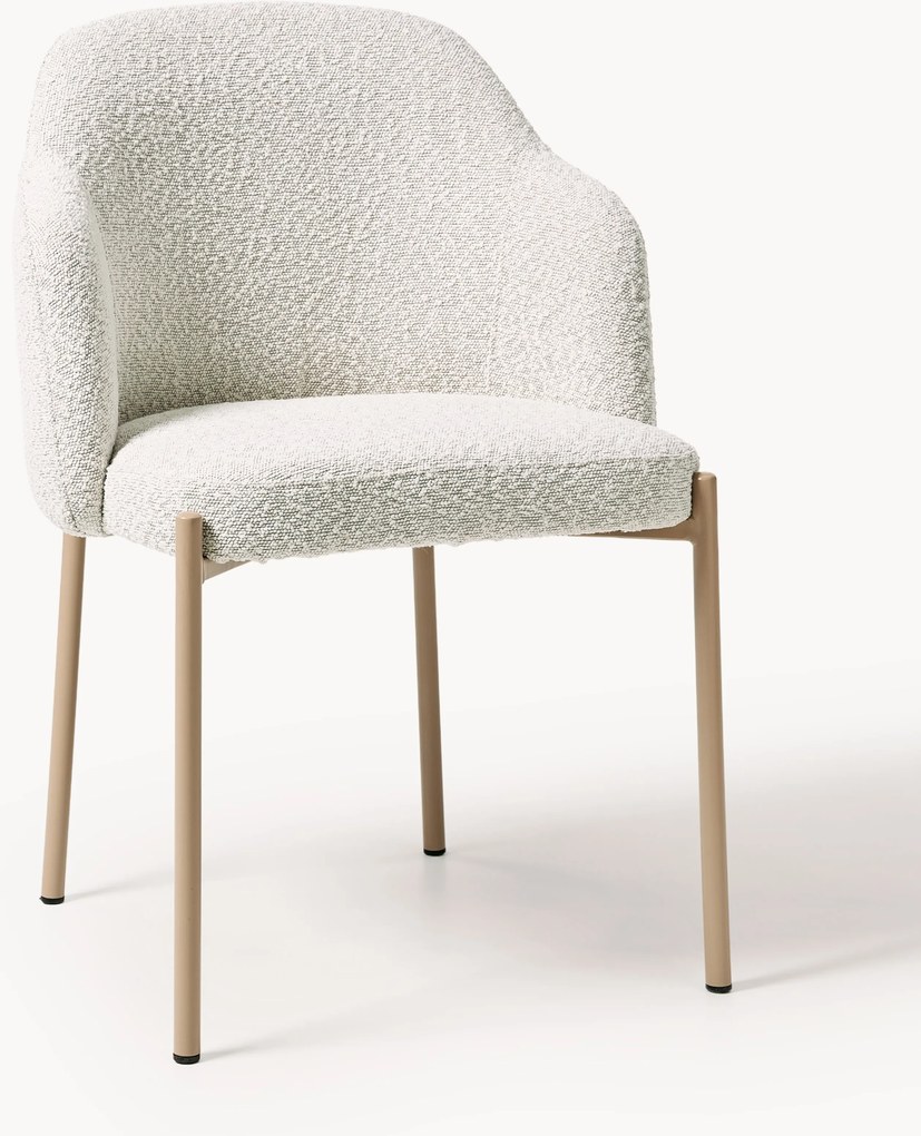 Sedia imbottita in bouclé con braccioli Felicia