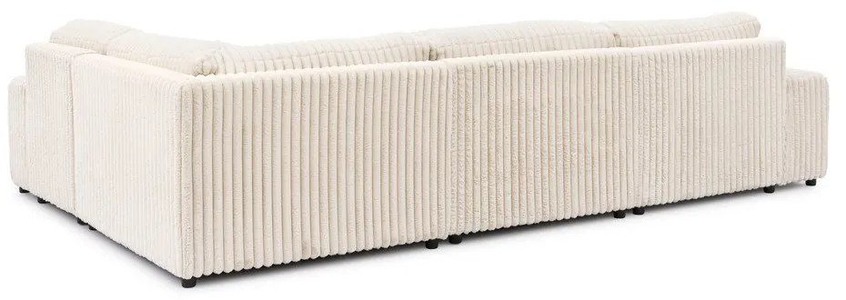 Divano angolare color crema (con penisola a destra/a U) rivestito in velluto a coste Justin – Ropez