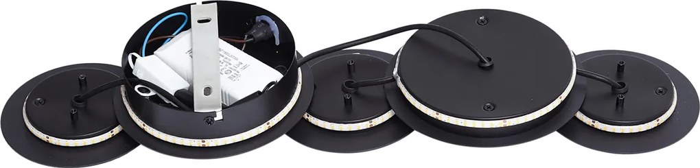 Lampada da parete moderna nera con LED dimmerabile a 3 livelli 5 luci - Sunrise