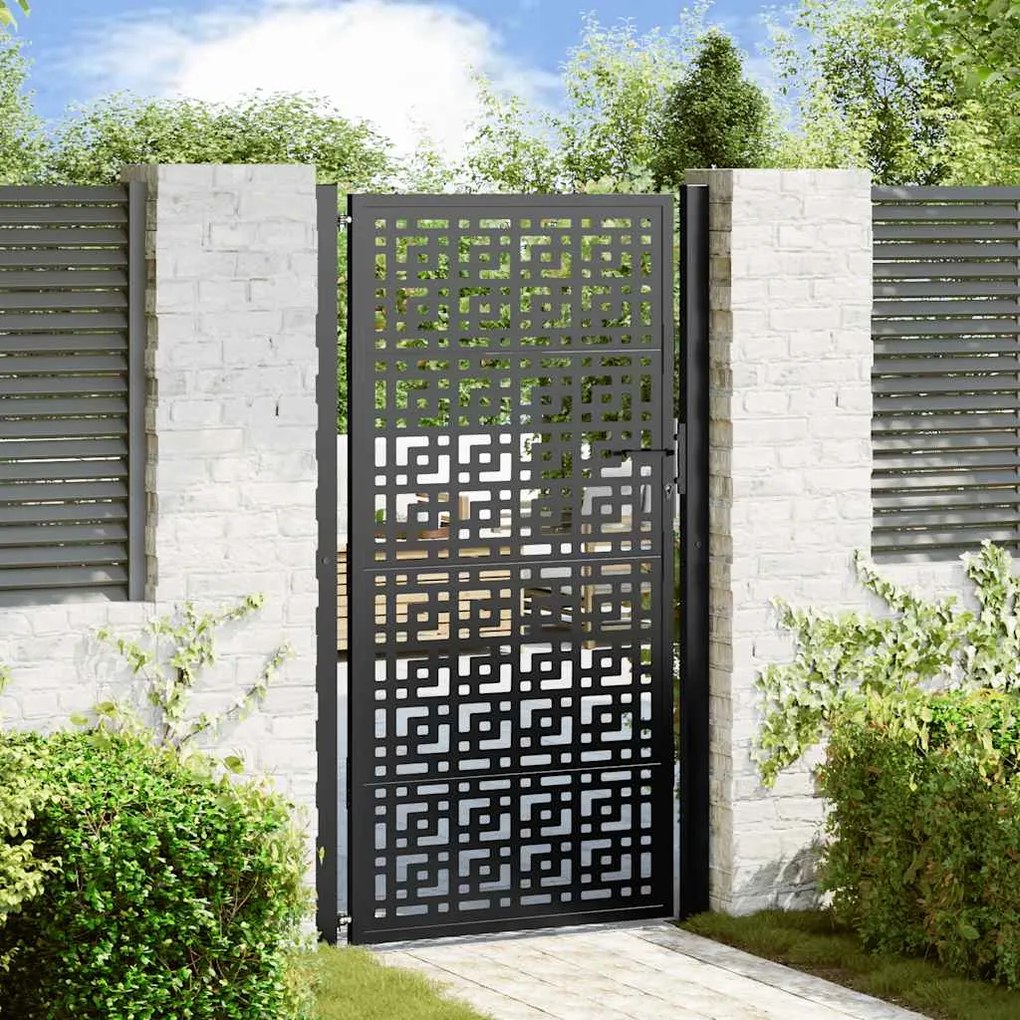 Cancello Giardino Nero 105x180 Cm İn Acciaio Design A Croce /