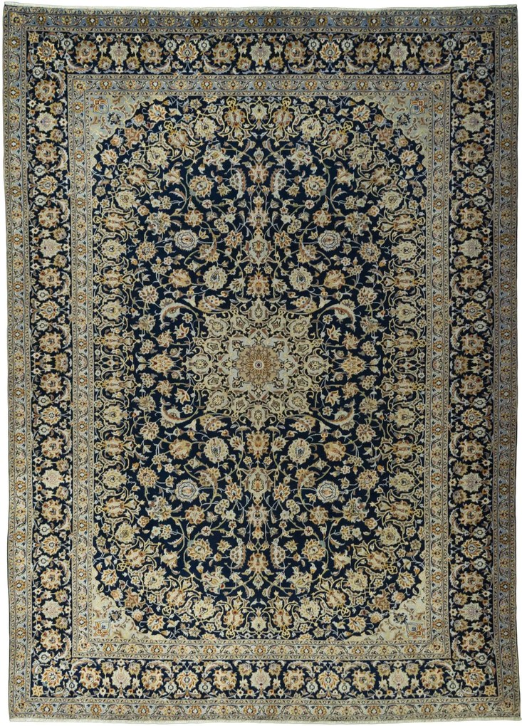 Kashan Tappeto 310x430 Blu (Iran) Annodato A Mano