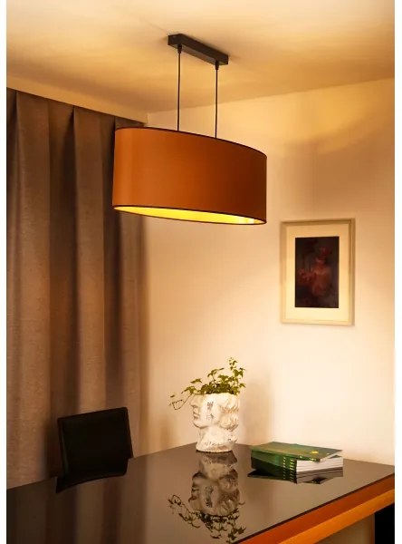 Duolla - Lampadario a sospensione con filo OVAL VEGAN 2xE27/15W/230V marrone