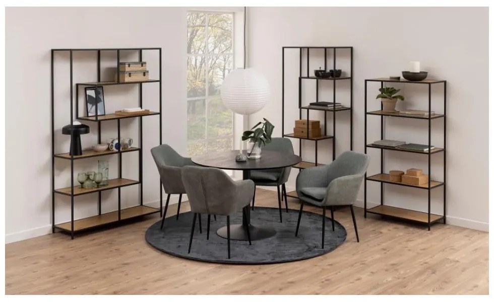 Libreria nera-color legno naturale effetto rovere 114x185 cm Seaford - Actona
