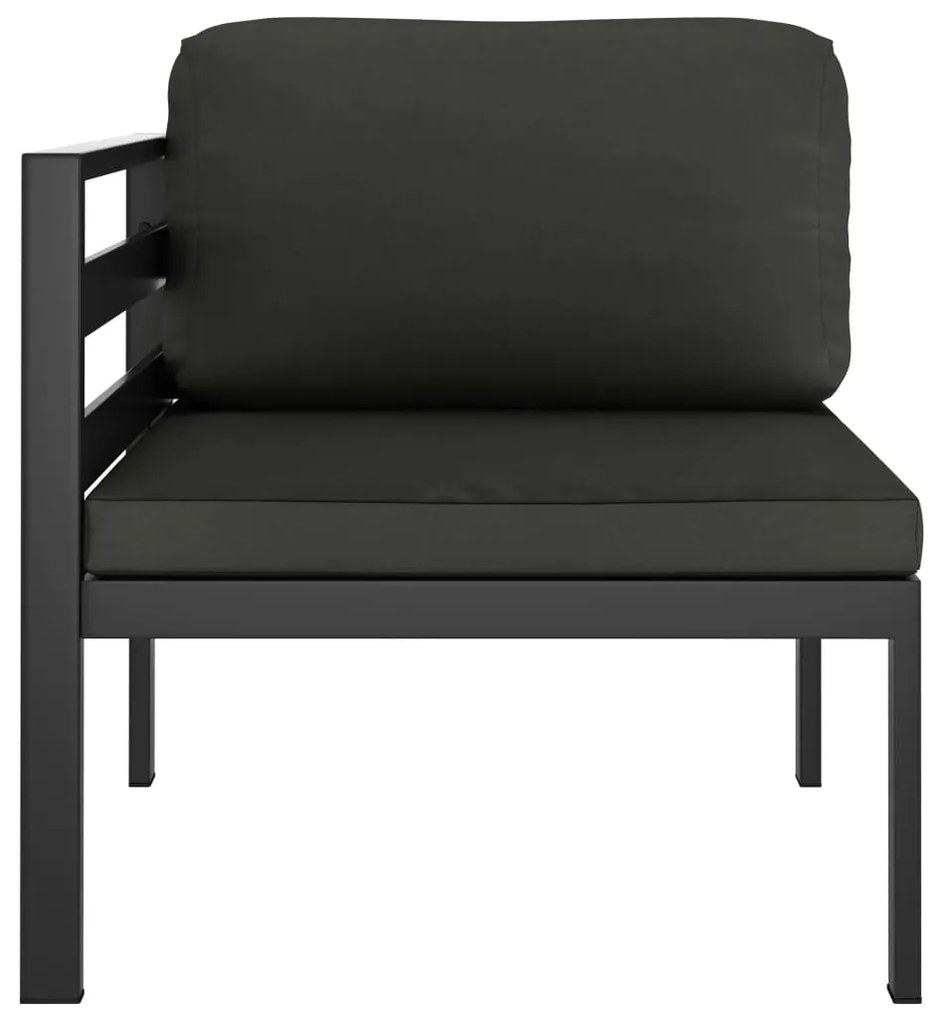 Set divani da giardino 8 pz con cuscini in alluminio antracite