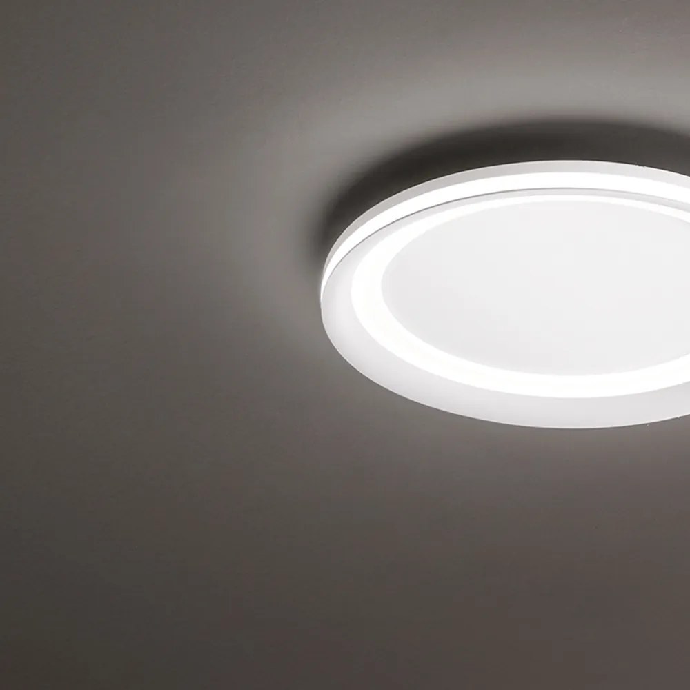 Plafoniera Contemporanea Edge Alluminio Bianco Led Integrato 38W