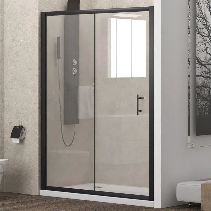 Kamalu - Porta doccia nicchia 100cm telaio colore nero anticalcare KFN5000