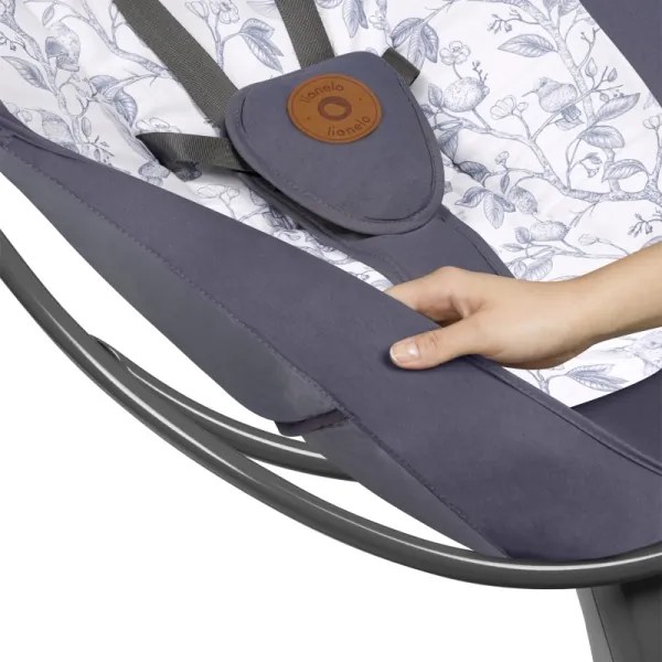 Lionelo - Altalena per bambini RALF con melodia, 4xAA, Grigio/Bianco + telecomando