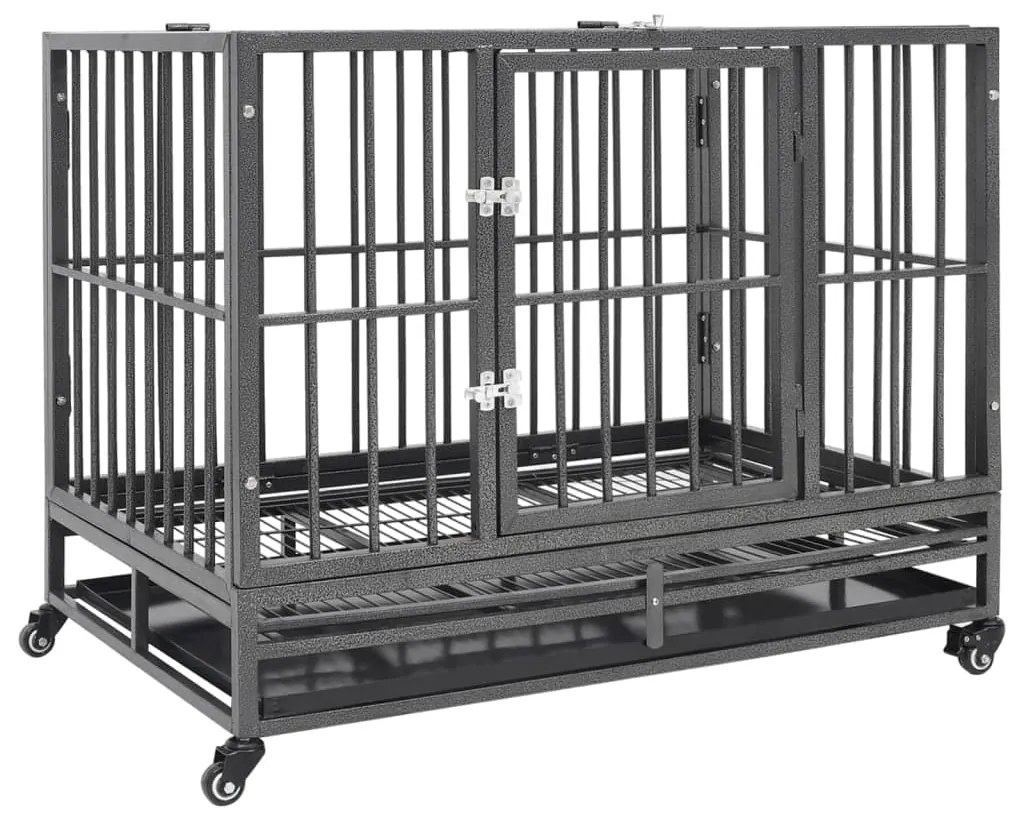Gabbia per cani con ruote in acciaio 102x72x85 cm