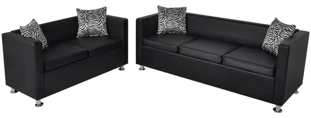 Set Divani A 3 E A 2 Posti İn Similpelle Nero /