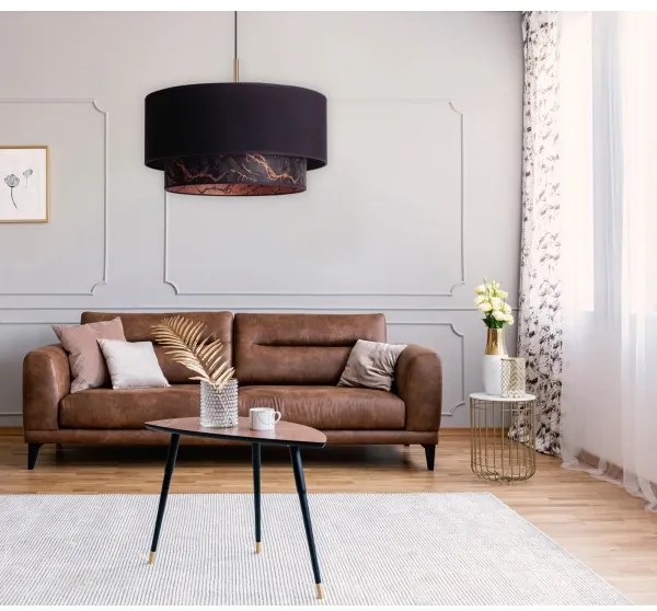 Duolla - Lampadario a sospensione con filo NANTES 1xE27/15W/230V diametro 45 cm nero/rame