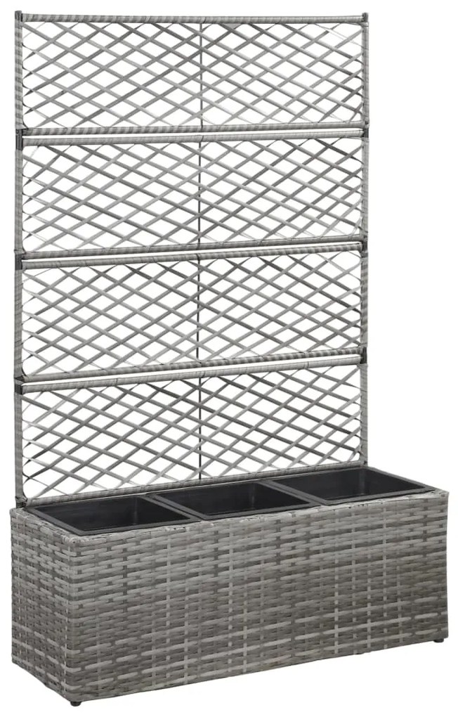Letto Rialzato A Traliccio 3 Vasi 83x30x130cm Polyrattan Grigio /