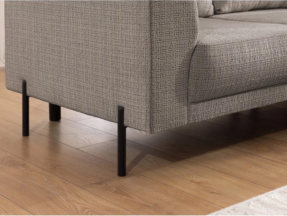 Divano angolare grigio tortora (con penisola a destra/a L) con rivestimento in ciniglia Mauris – Ropez