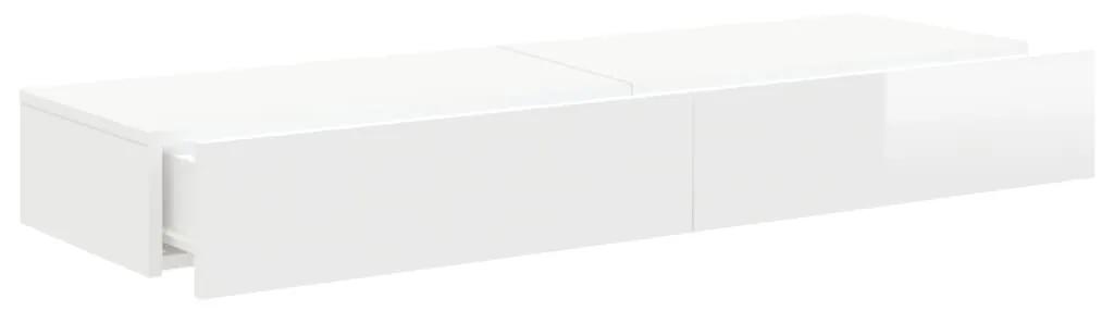 Mobili Porta TV con Luci LED 2pz Bianco Lucido 60x35x15,5 cm