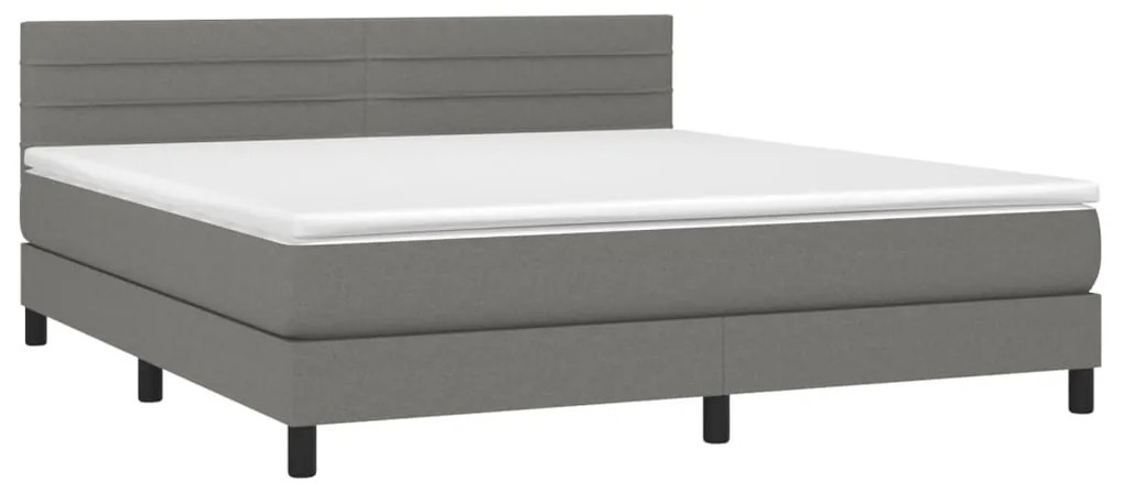 Letto a molle materasso e led grigio scuro 160x200cm in tessuto