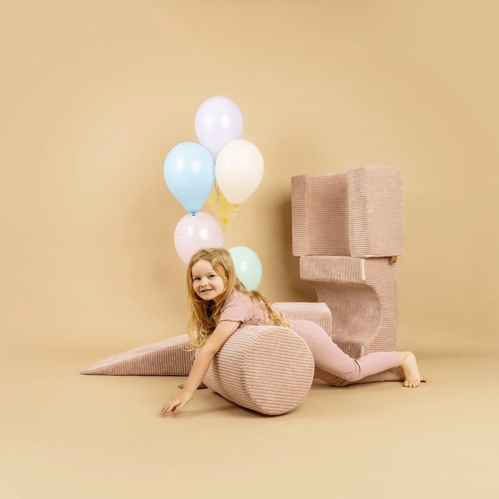 Gioco per psicomotricità rosa in velluto a coste 4 pz altezza totale 30 cm 45x170 cm Montessori – Meowbaby