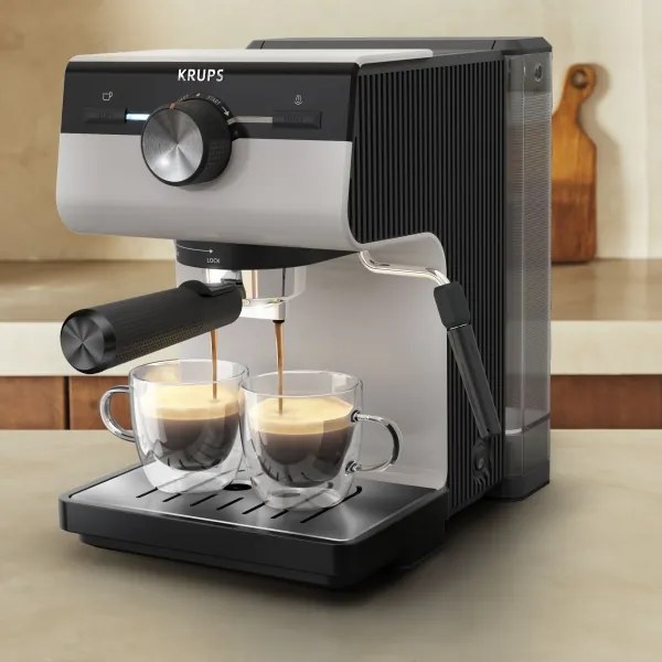 Krups - Macchina da caffè a leva per two tazze AUTHENTIC 1450W/230V grigio
